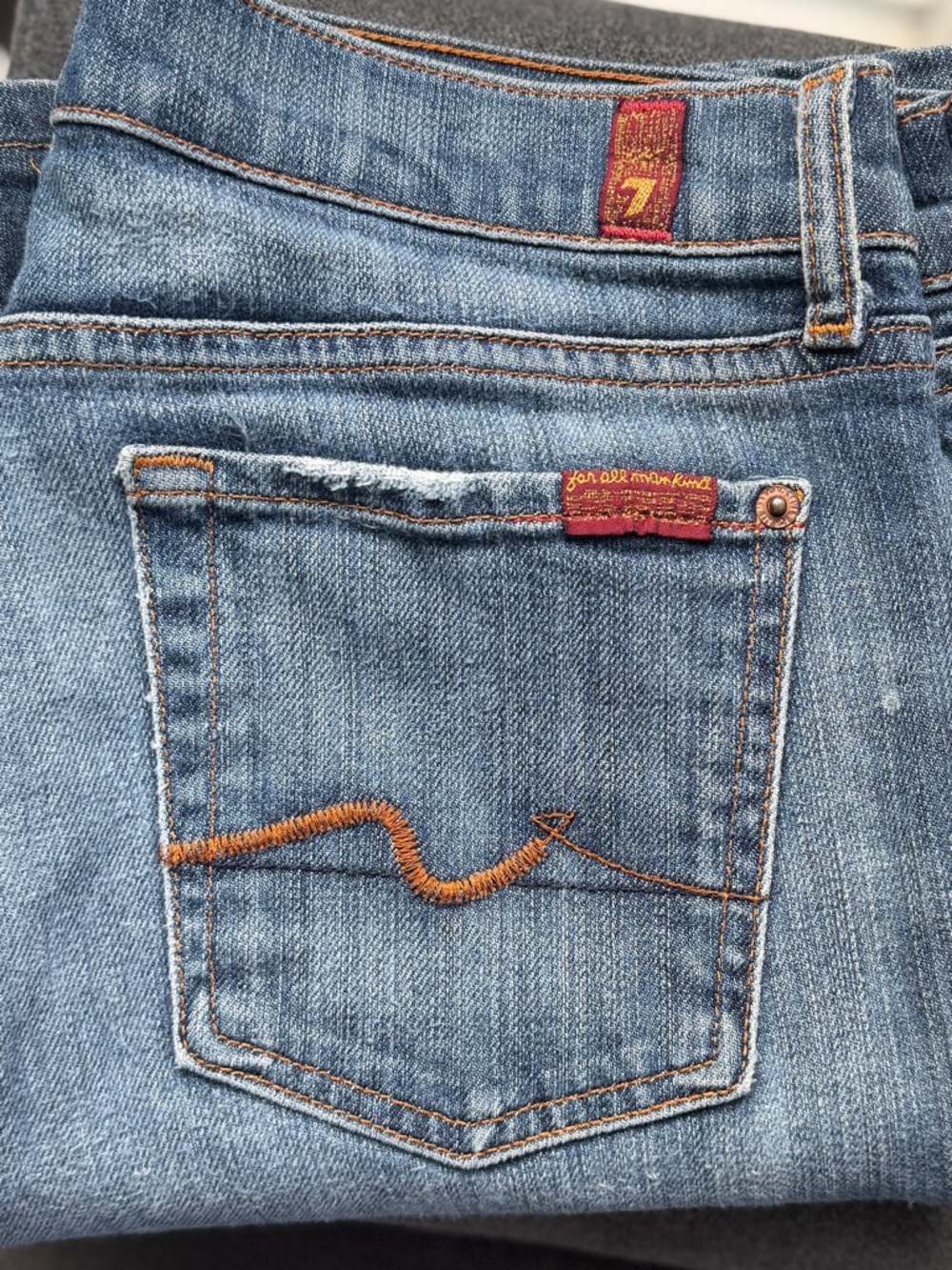 7 For All Mankind Low Rise Flare Jeans 29 USA Made Vintage Y2K